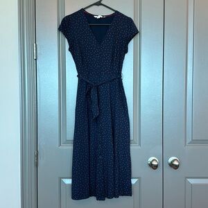 Boden Frances Midi Navy w red polka dot dress 6P